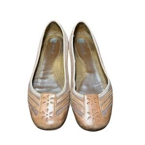 Natural Soul Camel Brown Comfort Leather Flats Size 10